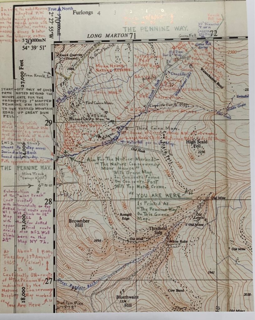 Original route notes for the Pennine Way